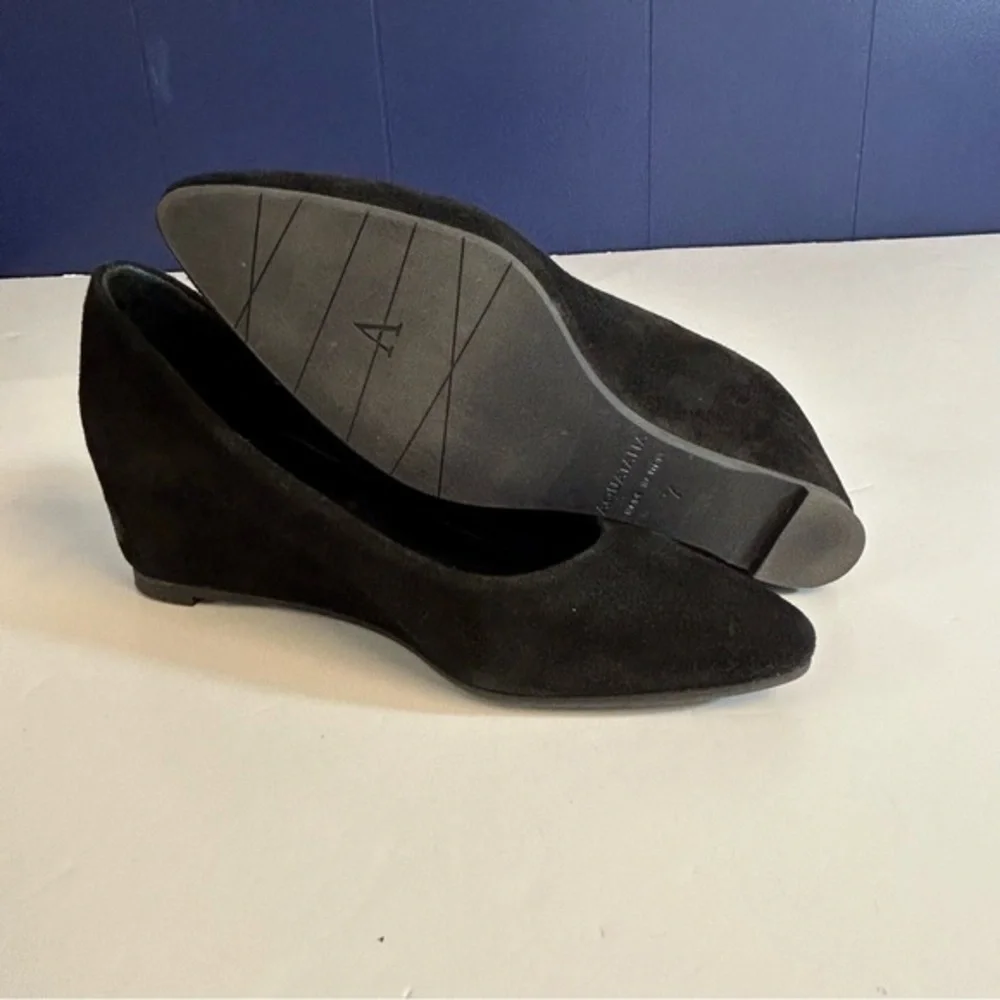 Aquatalia Posie Black Suede‎ Wedge Pumps Size 7